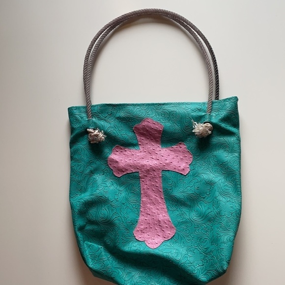 Leather handmade Brothers Sisters Design Studio Purse Tote with Lasso handles - Picture 3 of 16